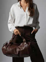 Schoudertas Froisse Leder Gerard darel Bruin froisse DCS01474-vue-porte